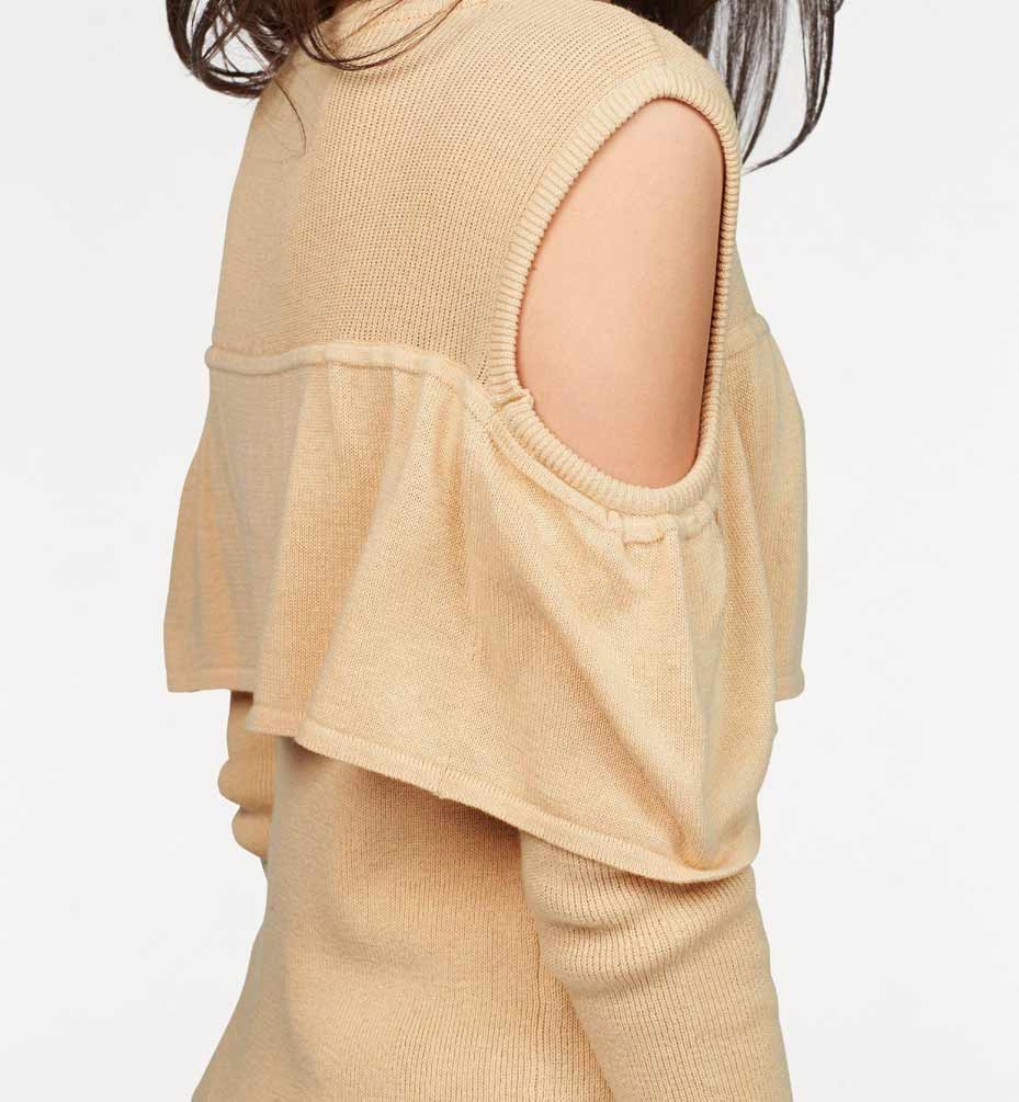 Vivance Collection Damen Volant-Pullover, sand