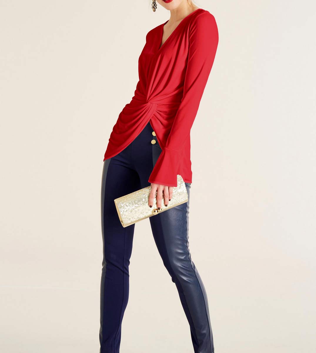 HEINE Damen Wickelshirt m. Volants, rot