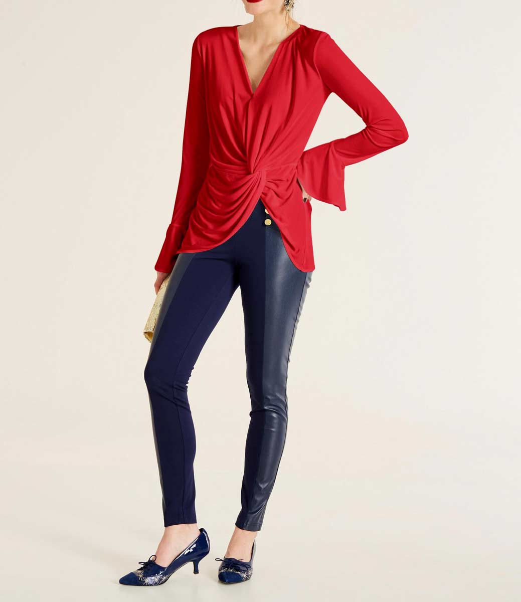 HEINE Damen Wickelshirt m. Volants, rot
