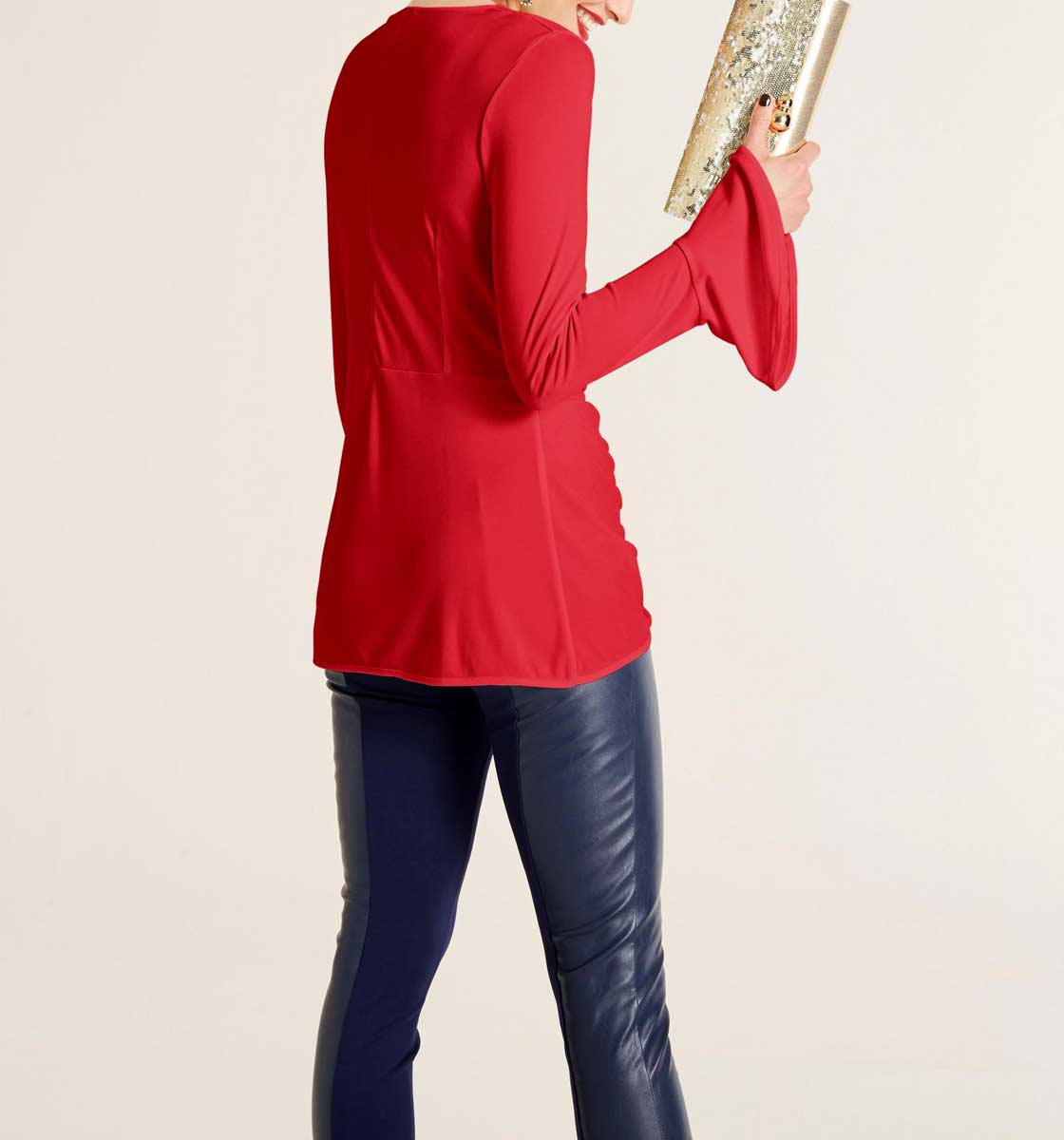HEINE Damen Wickelshirt m. Volants, rot