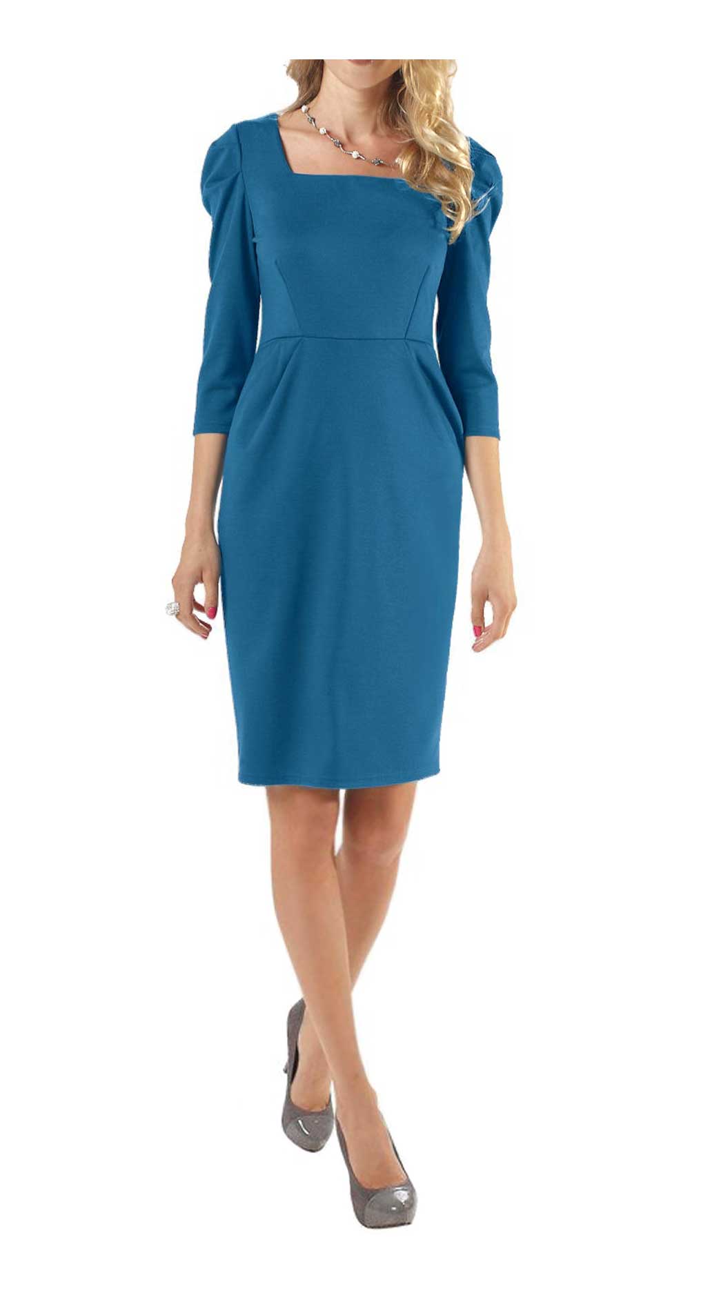 Carree-Kleid, blau