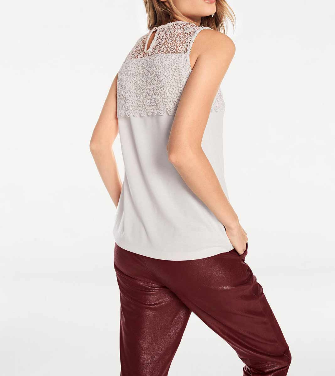 Heine - Best Connections Damen Spitzentop, offwhite
