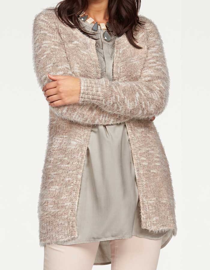 Zizzi Damen Marken-Cardigan, rosé- goldfarben