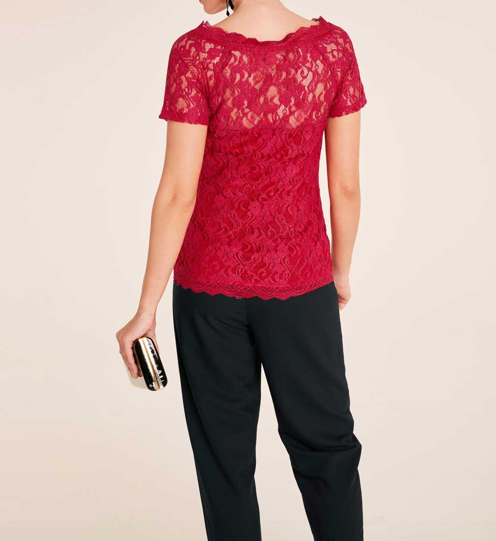 Heine Damen Spitzenshirt, rot