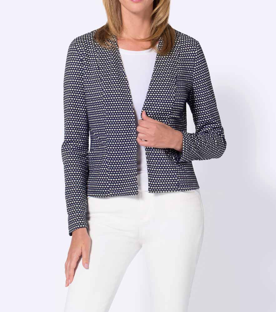 AMBRIA Damen Jerseyblazer, marine-weiß