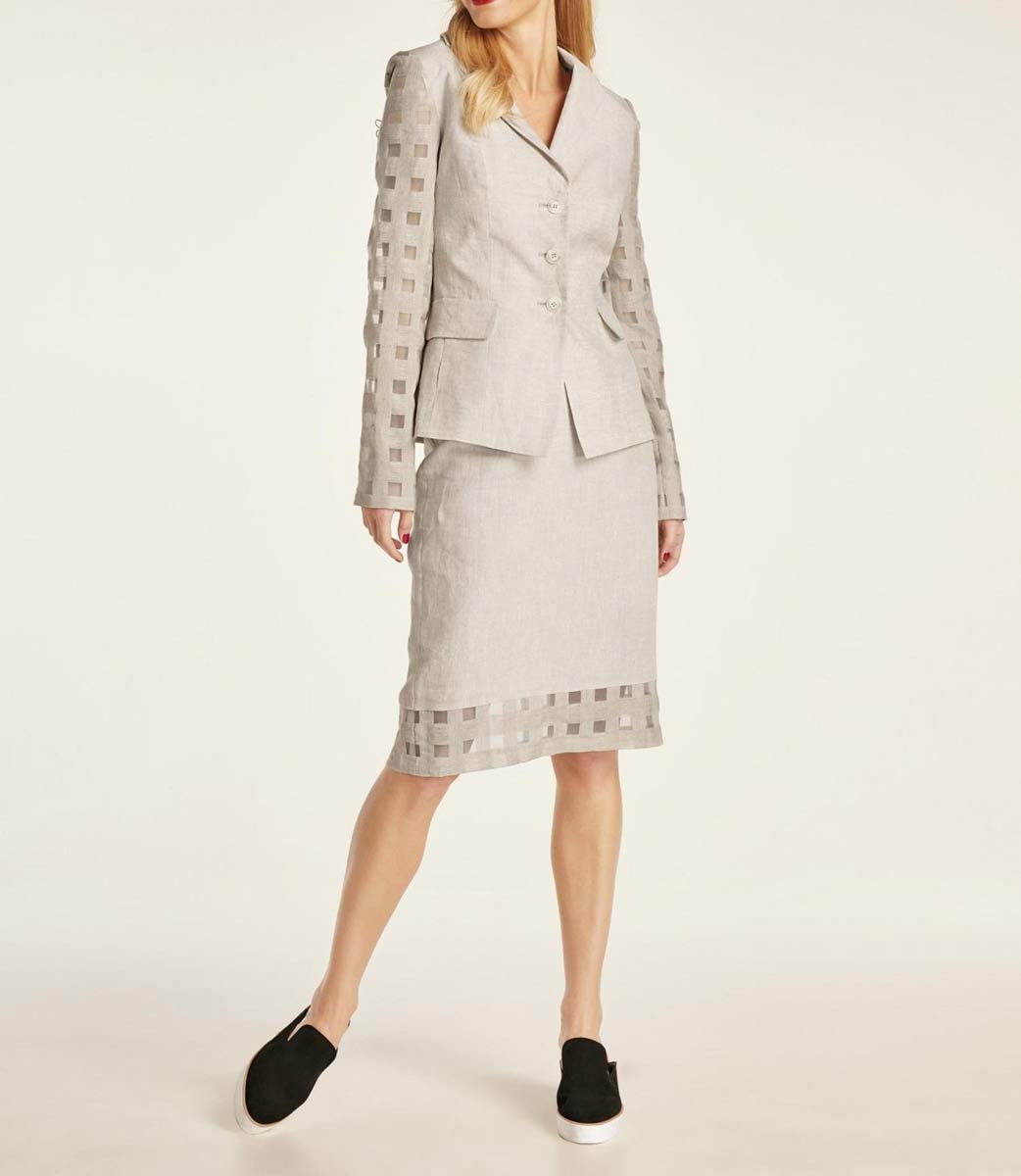 HEINE Damen Damen-Leinenkostüm, beige