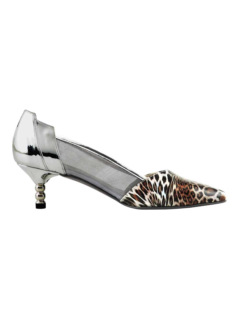 HEINE Damen Lacklederpumps, silberfarben-braun
