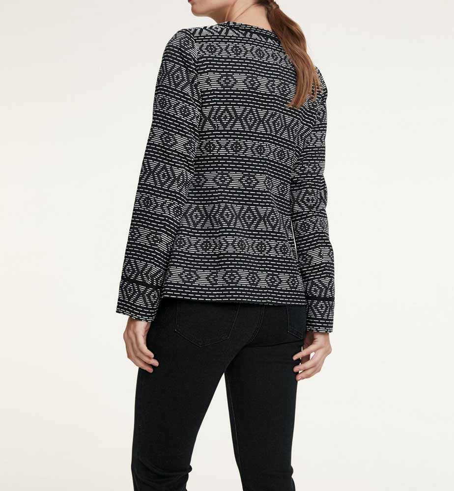 HEINE Damen Jacquardjacke, schwarz-offwhite
