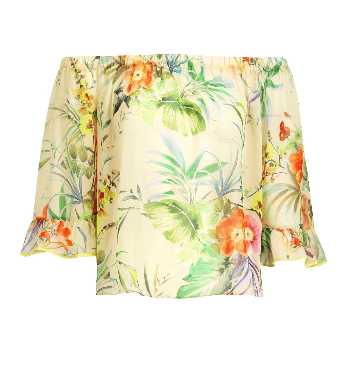 Adl Damen Carmenbluse, gelb-bunt