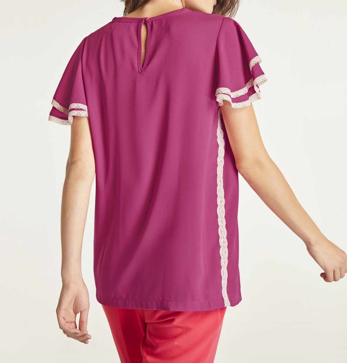 Heine Damen Bluse mit Spitze, cyclam-ecru