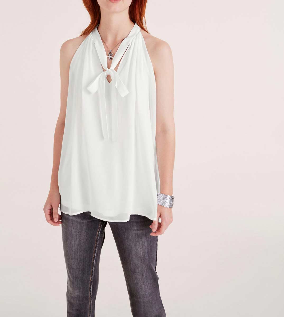 Heine Damen Chiffonbluse, ecru