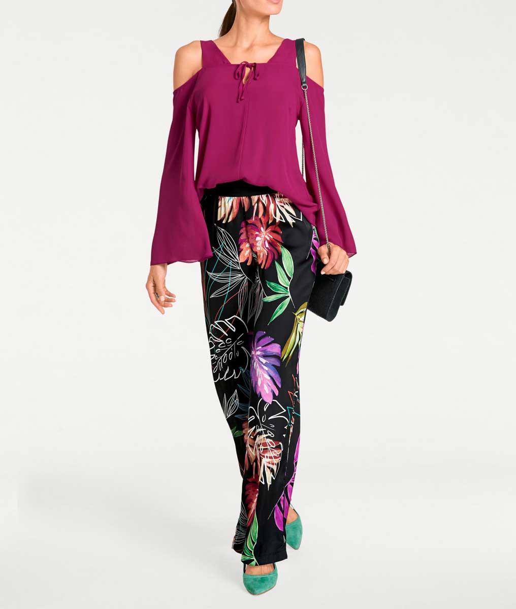 HEINE Damen Chiffonbluse mit Cut-Outs, fuchsia