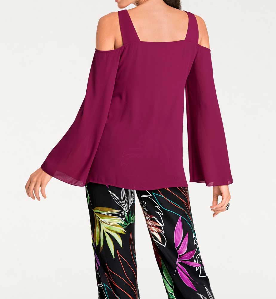 HEINE Damen Chiffonbluse mit Cut-Outs, fuchsia
