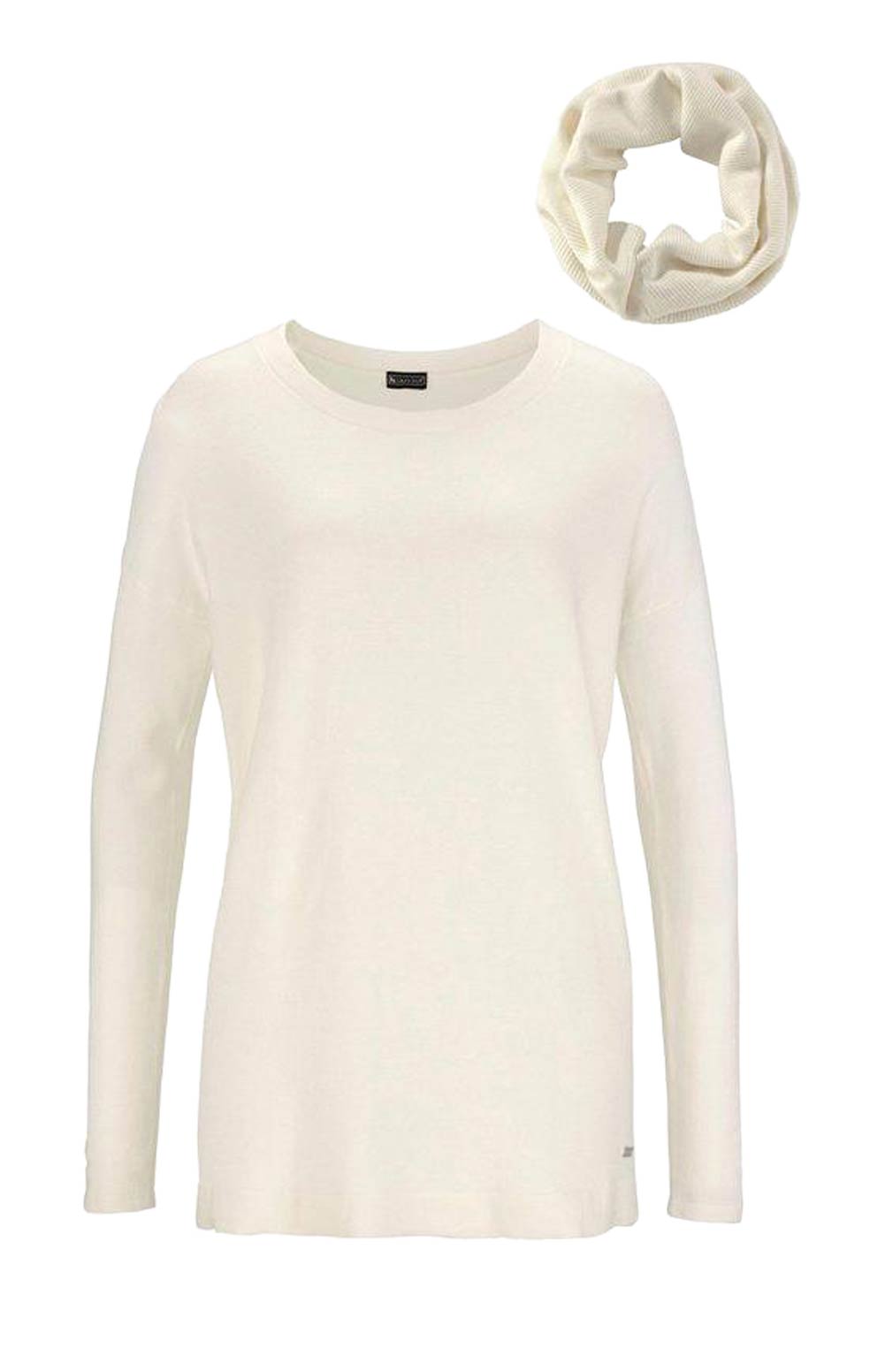 Laura Scott Damen Damen-Pullover mit Loopschal, creme
