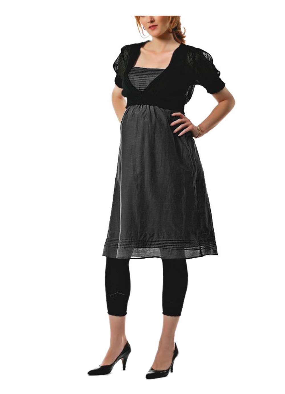 Mama Licious Damen Seiden-Schwangerschaftskleid, anthrazit