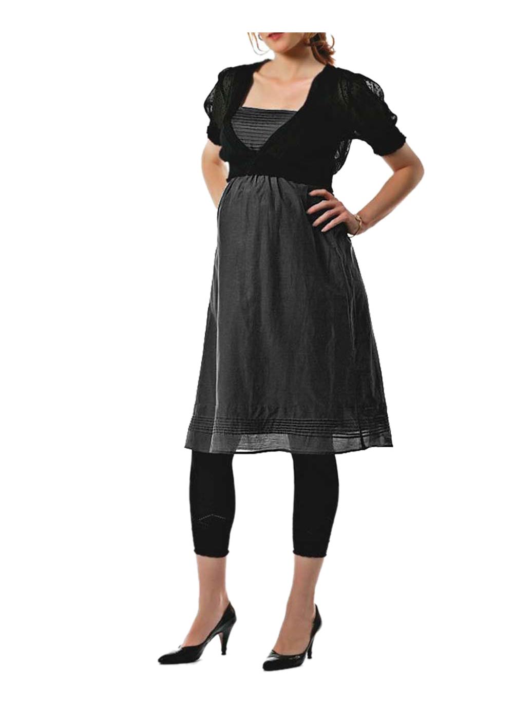 Mama Licious Damen Seiden-Schwangerschaftskleid, anthrazit