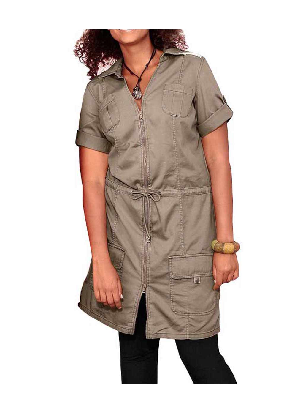 Your Life Your Fashion Damen Safaristyle-Kleid, khaki