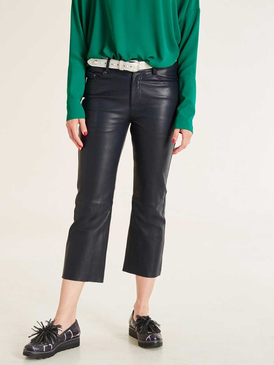 Heine Damen 7/8-Lammnappalederhose, marine