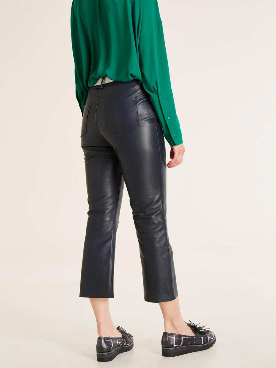 Heine Damen 7/8-Lammnappalederhose, marine