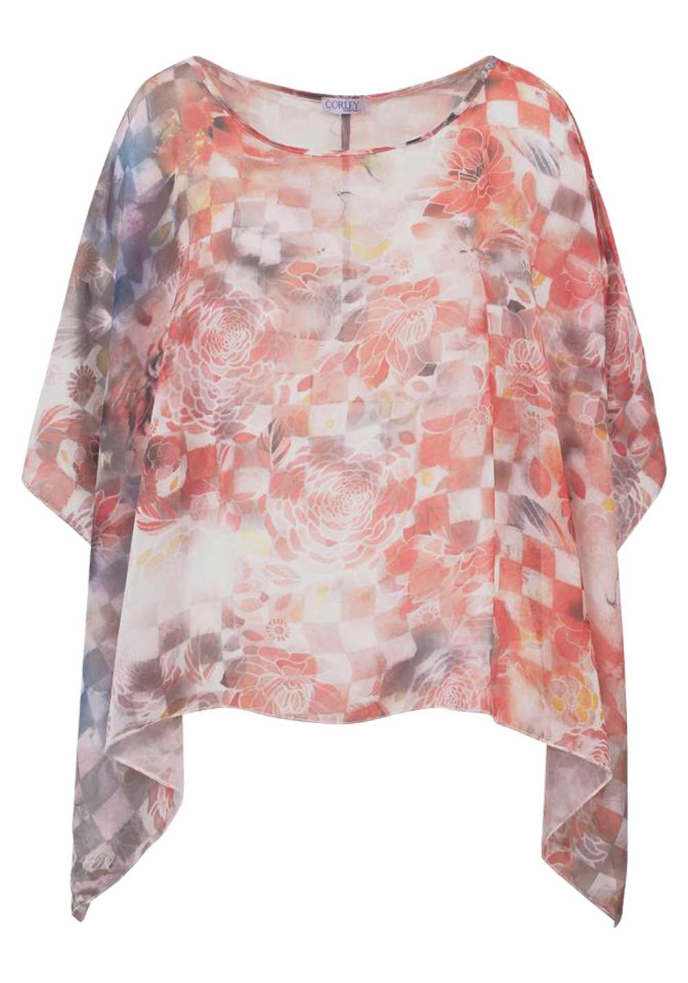 Corley Damen Chiffon-Blusenponcho, bunt