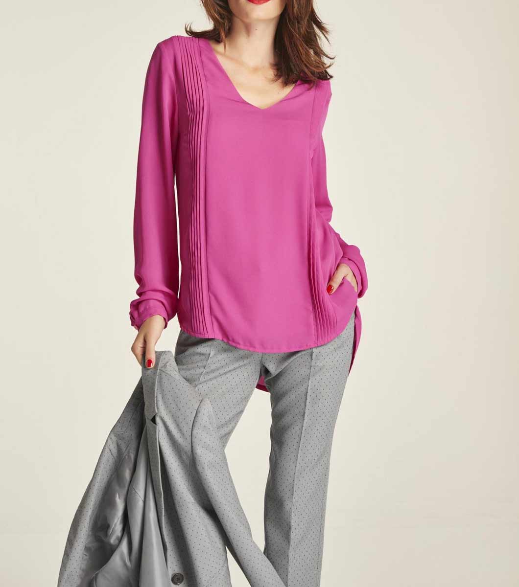 Heine Damen Chiffonbluse mit Biesen, erica