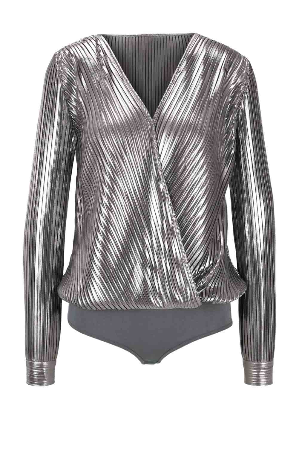 Heine Damen Blusenbody, silberfarben
