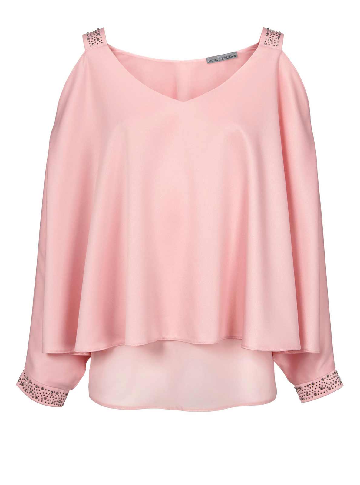Ashley Brooke Damen Designer-Satinbluse mit Cut-Outs, rosé