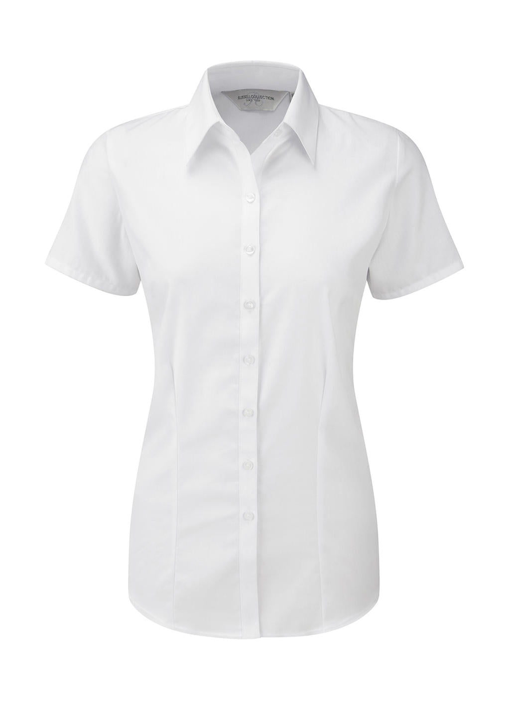 Russel Europe Ladies Herringbone Damen Kurzarm Bluse, Shirt, Hemd