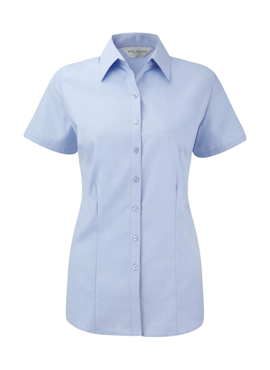 Russel Europe Ladies Herringbone Damen Kurzarm Bluse, Shirt, Hemd