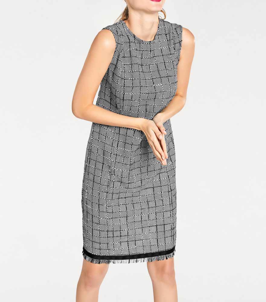 Rick Cardona Damen Designer-Etuikleid, schwarz-weiß