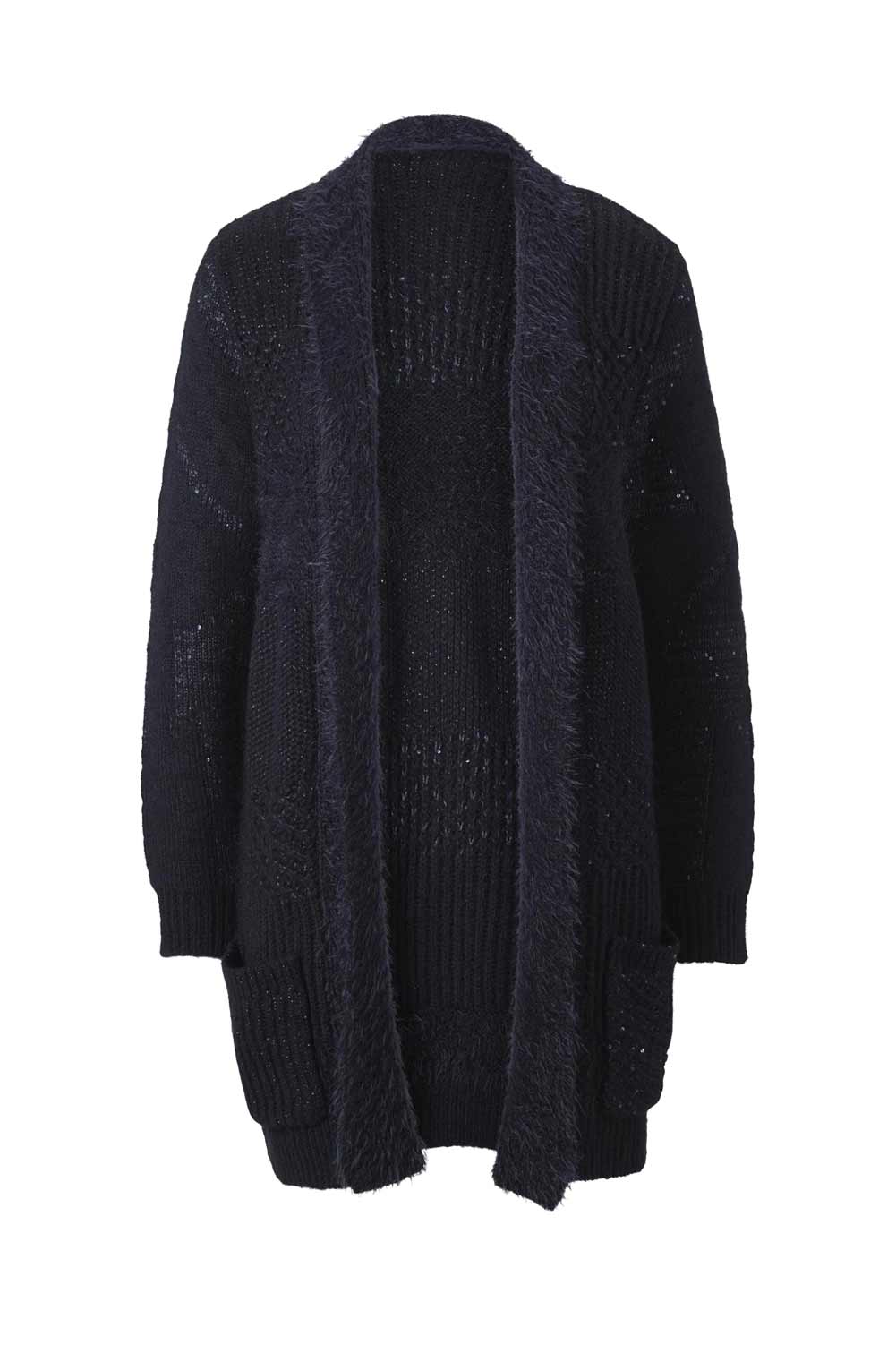 HEINE Damen Strickjacke mit Pailletten, nachtblau