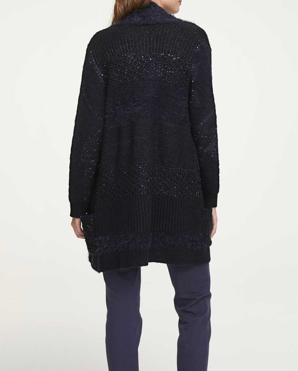HEINE Damen Strickjacke mit Pailletten, nachtblau