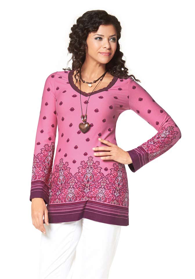 Boysens Damen Tunika mit Spitze, rosa-cyclam