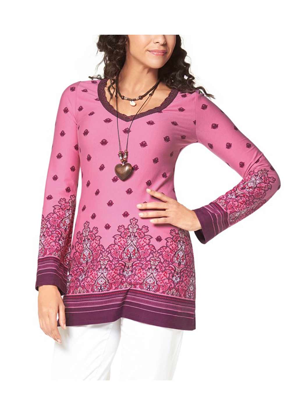 Boysens Damen Tunika mit Spitze, rosa-cyclam