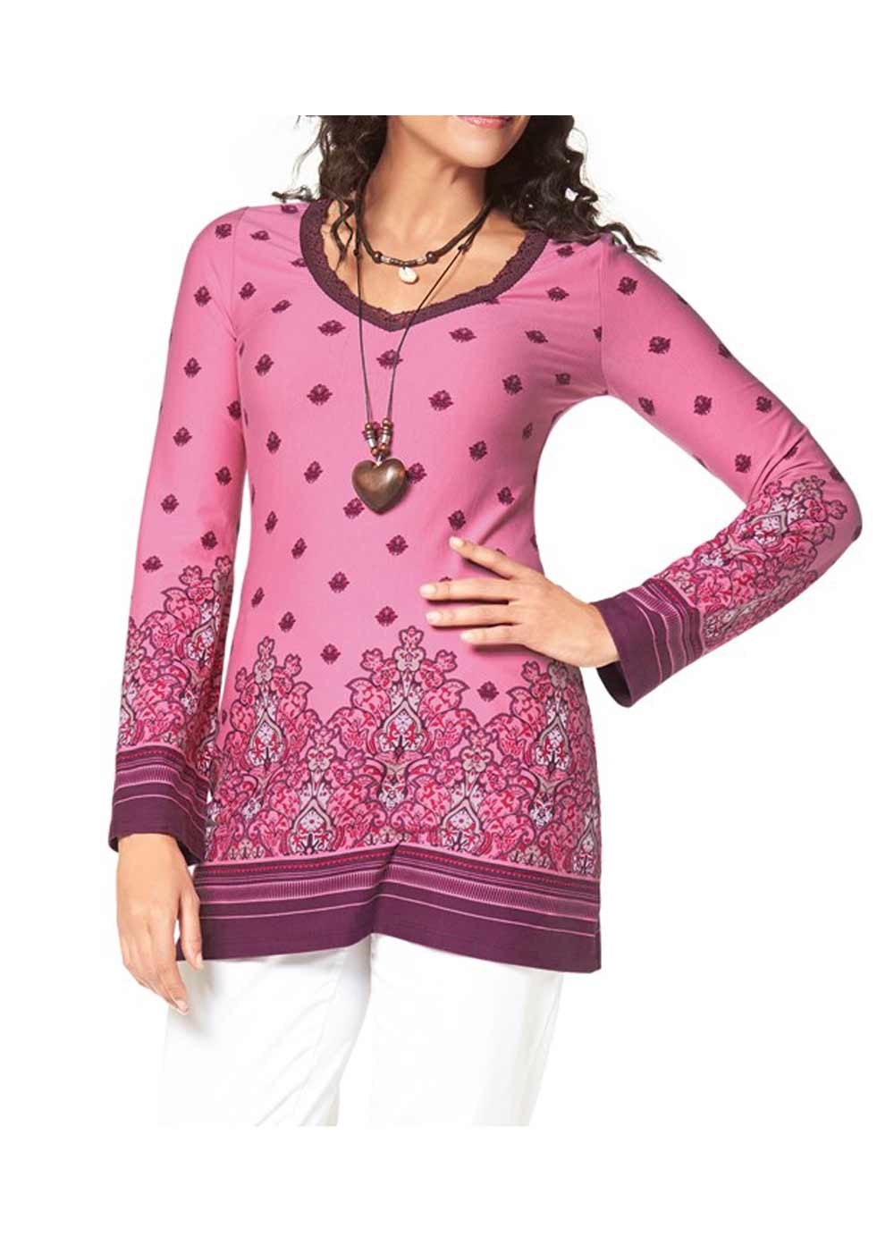Boysens Damen Tunika mit Spitze, rosa-cyclam
