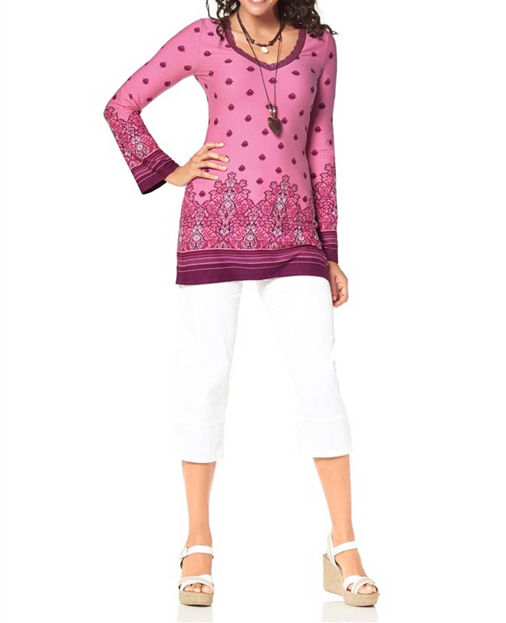 Boysens Damen Tunika mit Spitze, rosa-cyclam