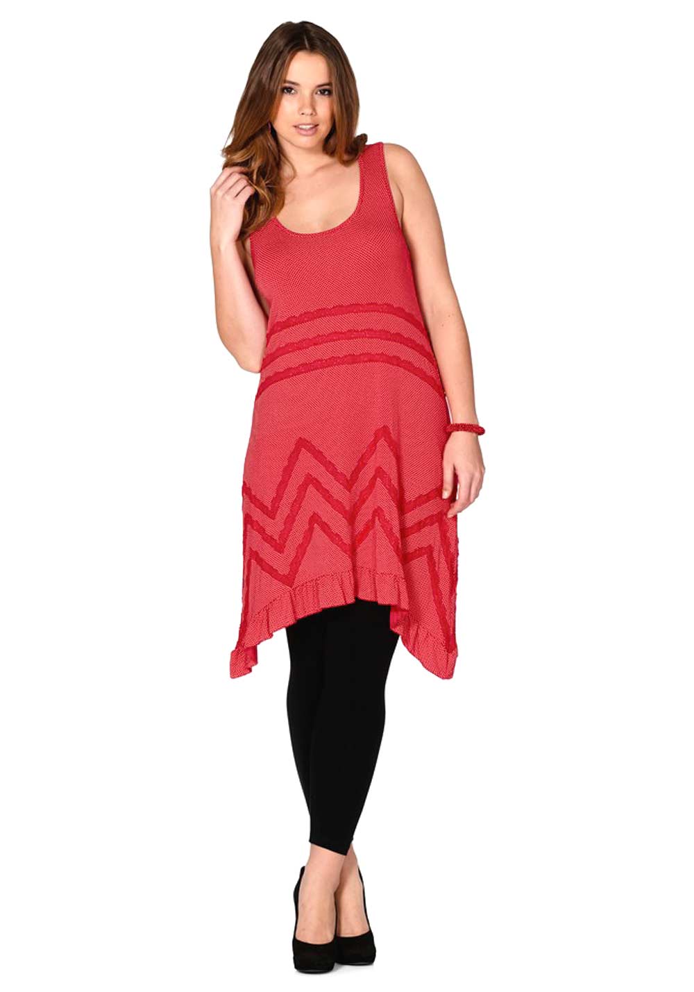 M.i.m. Damen M.i.mit Kleid mit Spitze, rot-weiß