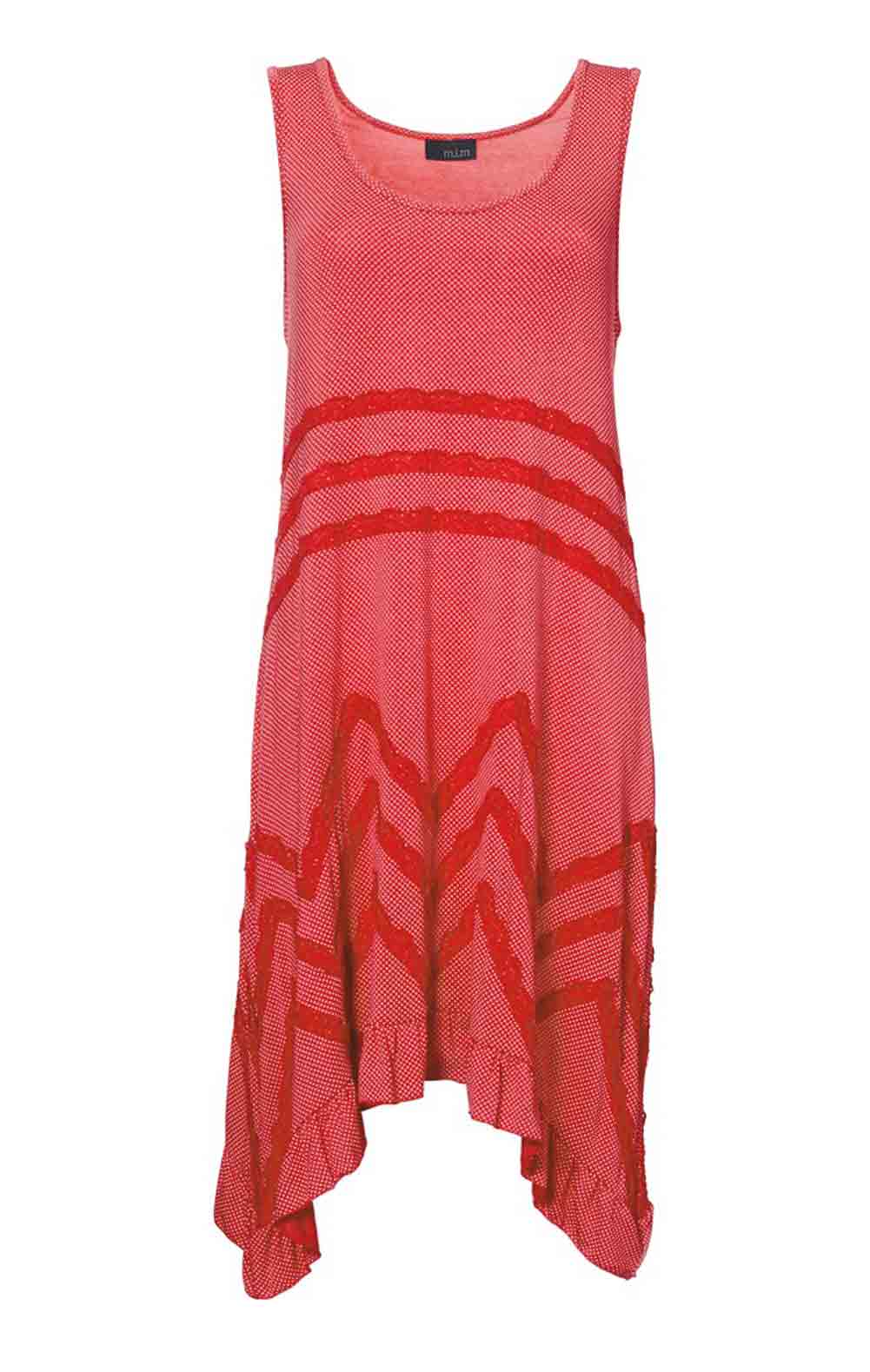 M.i.m. Damen M.i.mit Kleid mit Spitze, rot-weiß