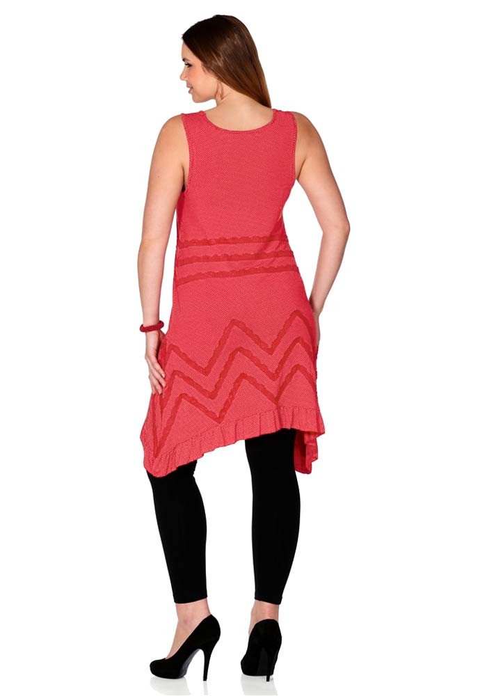 M.i.m. Damen M.i.mit Kleid mit Spitze, rot-weiß