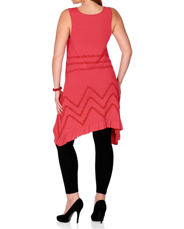 M.i.m. Damen M.i.mit Kleid mit Spitze, rot-weiß