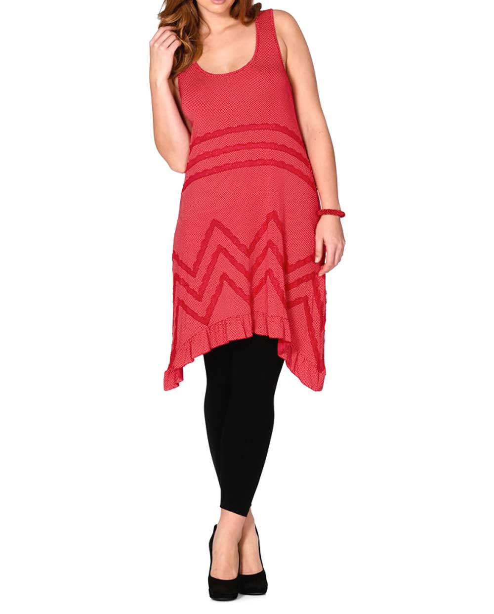 M.i.m. Damen M.i.mit Kleid mit Spitze, rot-weiß