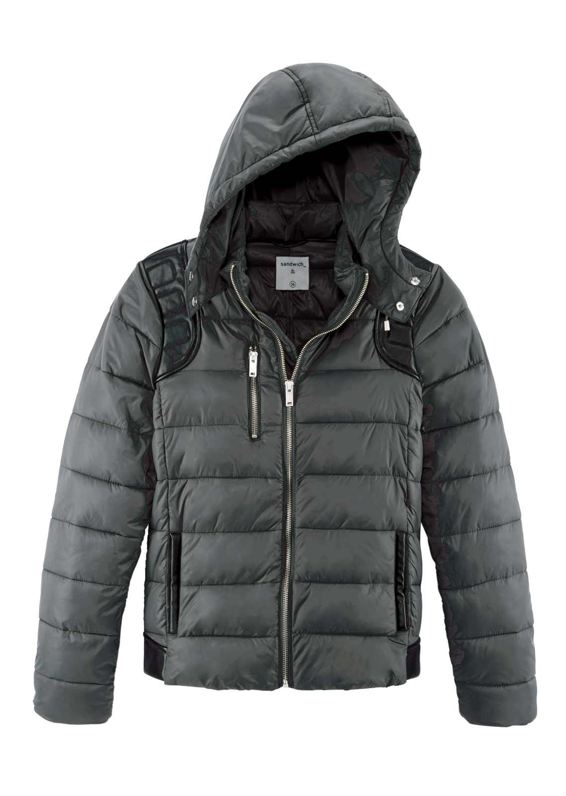Sandwich Damen Marken-Steppjacke, grau-schwarz
