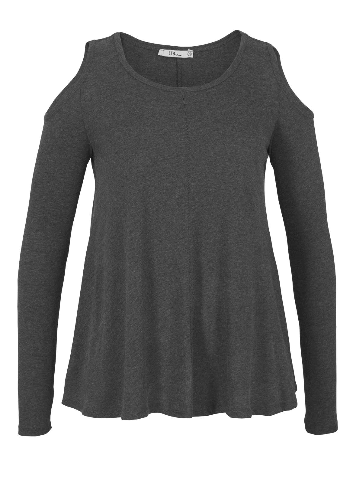 Ltb Damen Marken-Shirt, grau-melange