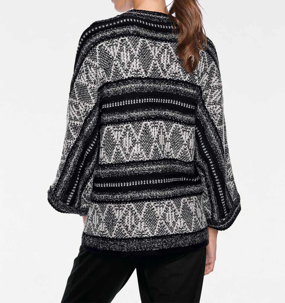 Linea Tesini Damen Designer-Strickjacke, schwarz-stein