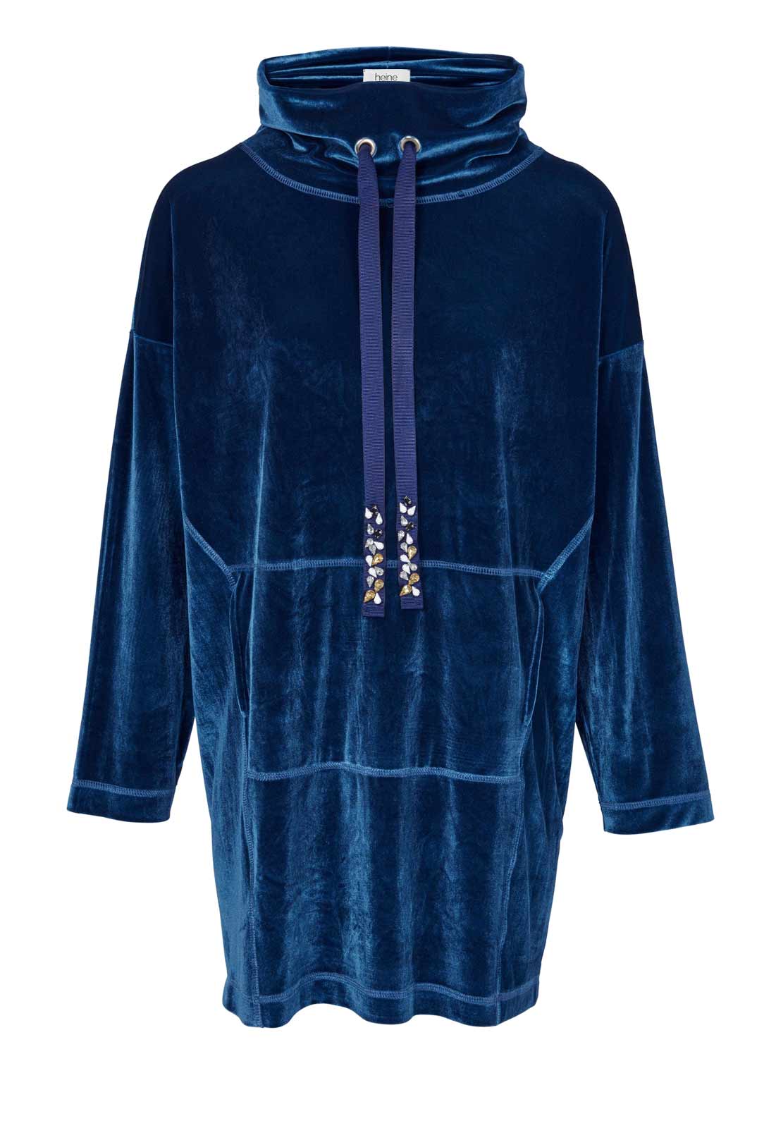 Heine Damen Samt-Longshirt-Kleid, blau