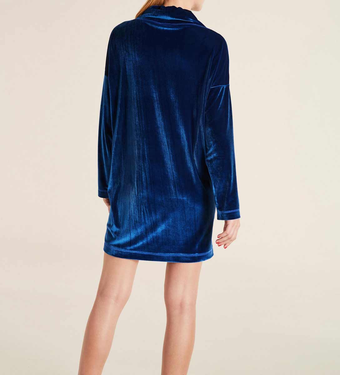 Heine Damen Samt-Longshirt-Kleid, blau