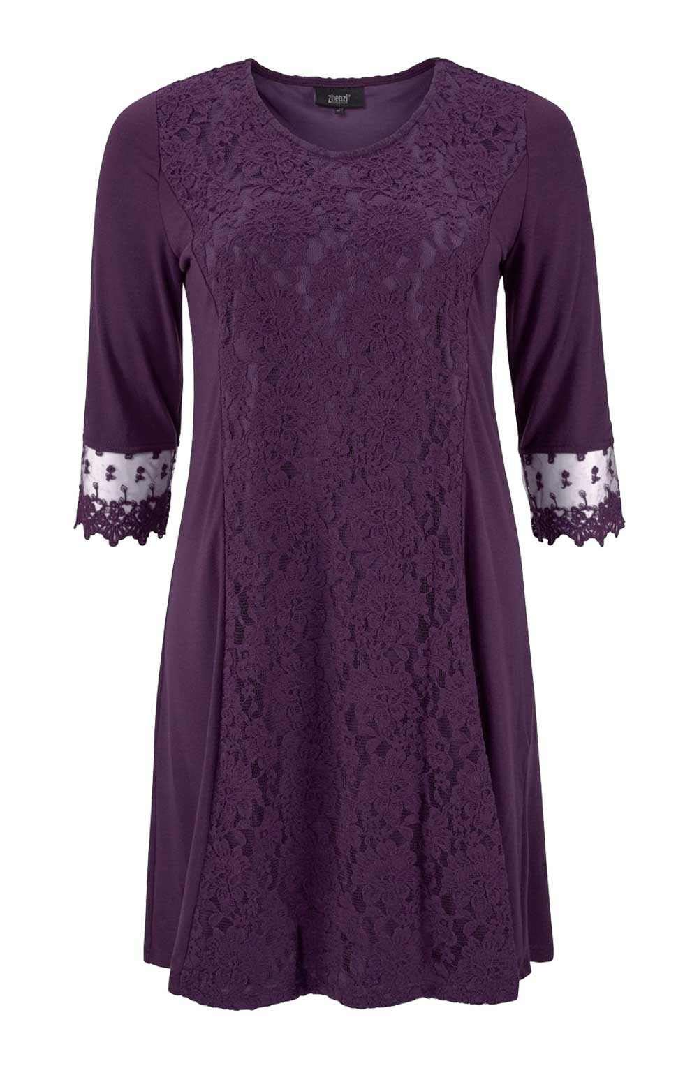Zhenzi Damen Kleid mit Spitze, berry