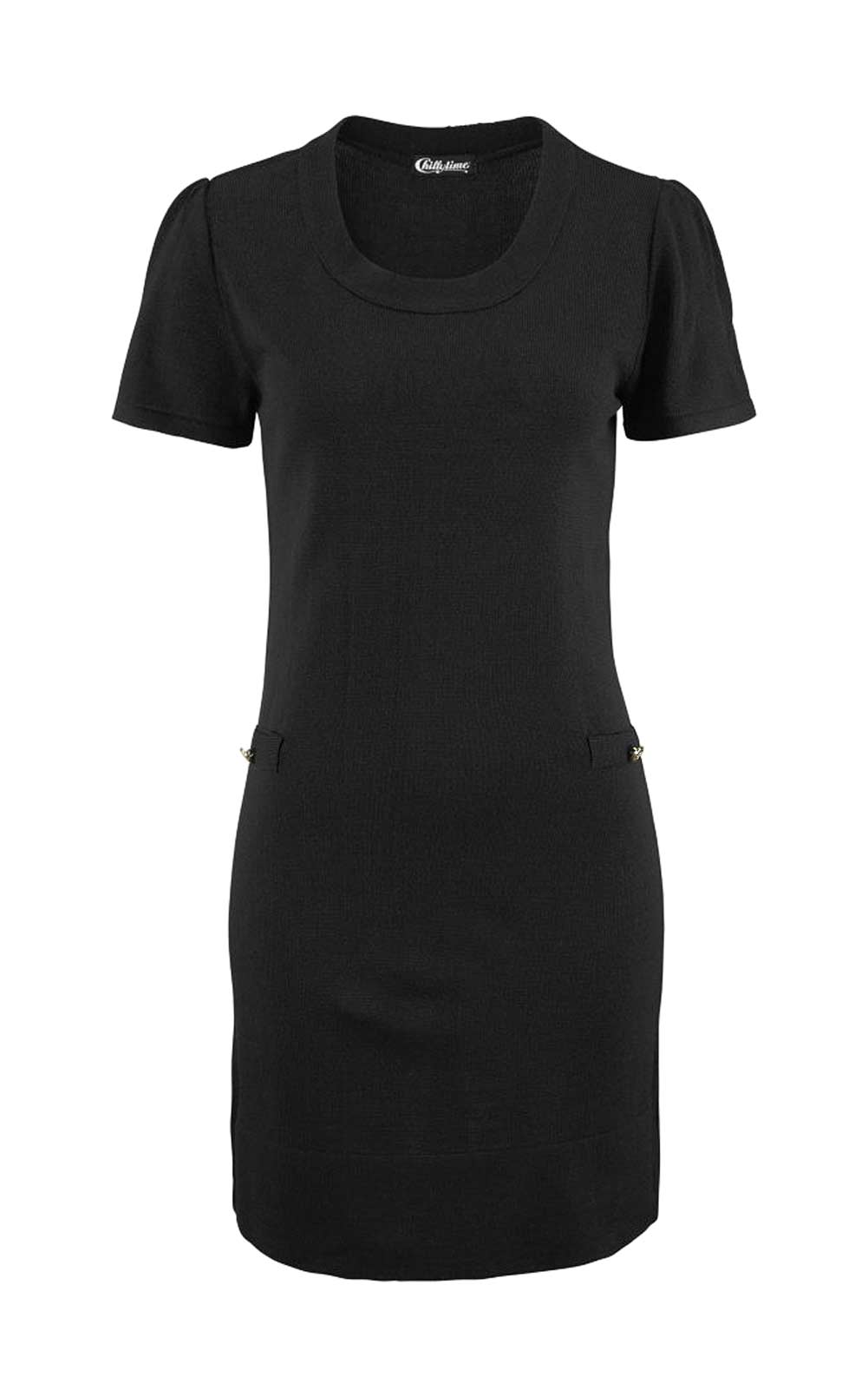 Chillytime Damen Strickkleid, schwarz