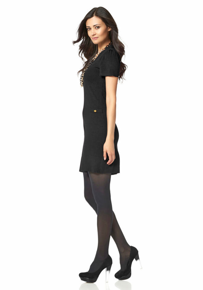 Chillytime Damen Strickkleid, schwarz