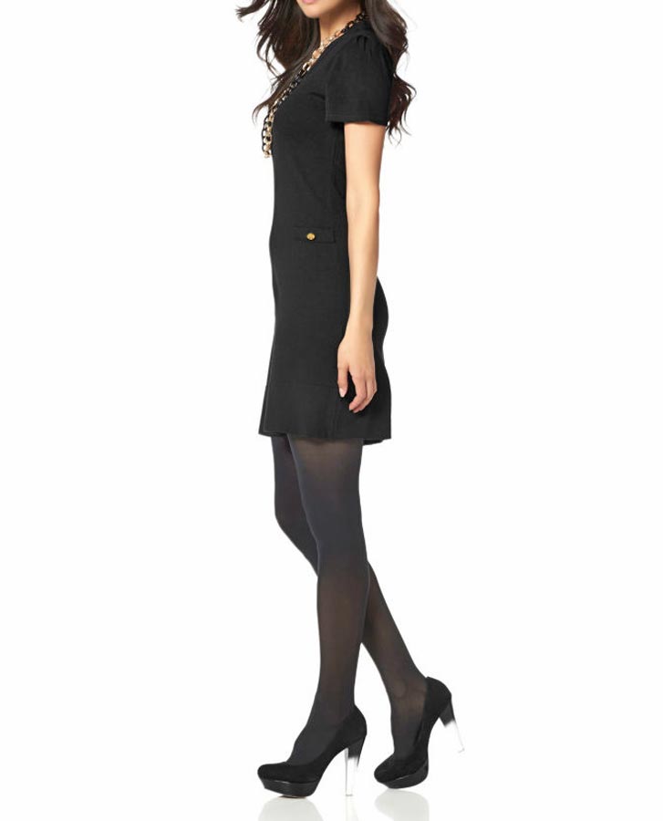 Chillytime Damen Strickkleid, schwarz